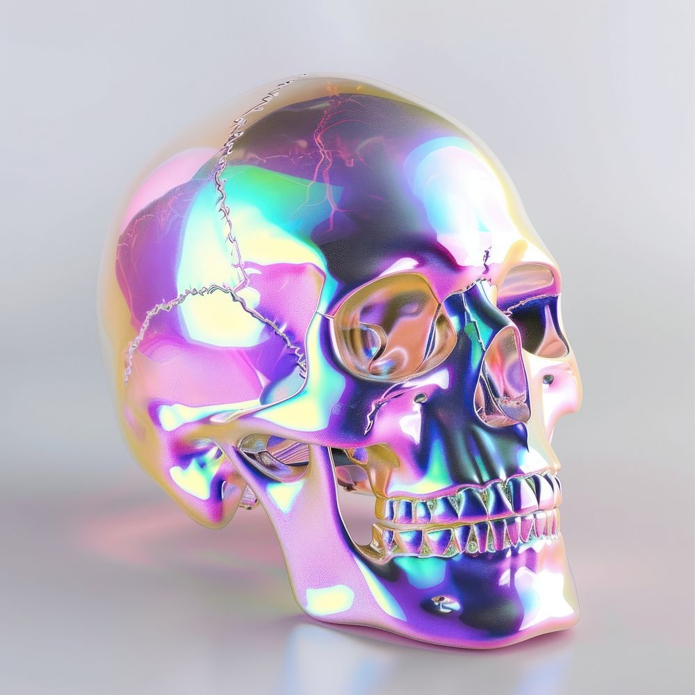 Hologram skull purple celebration accessories.