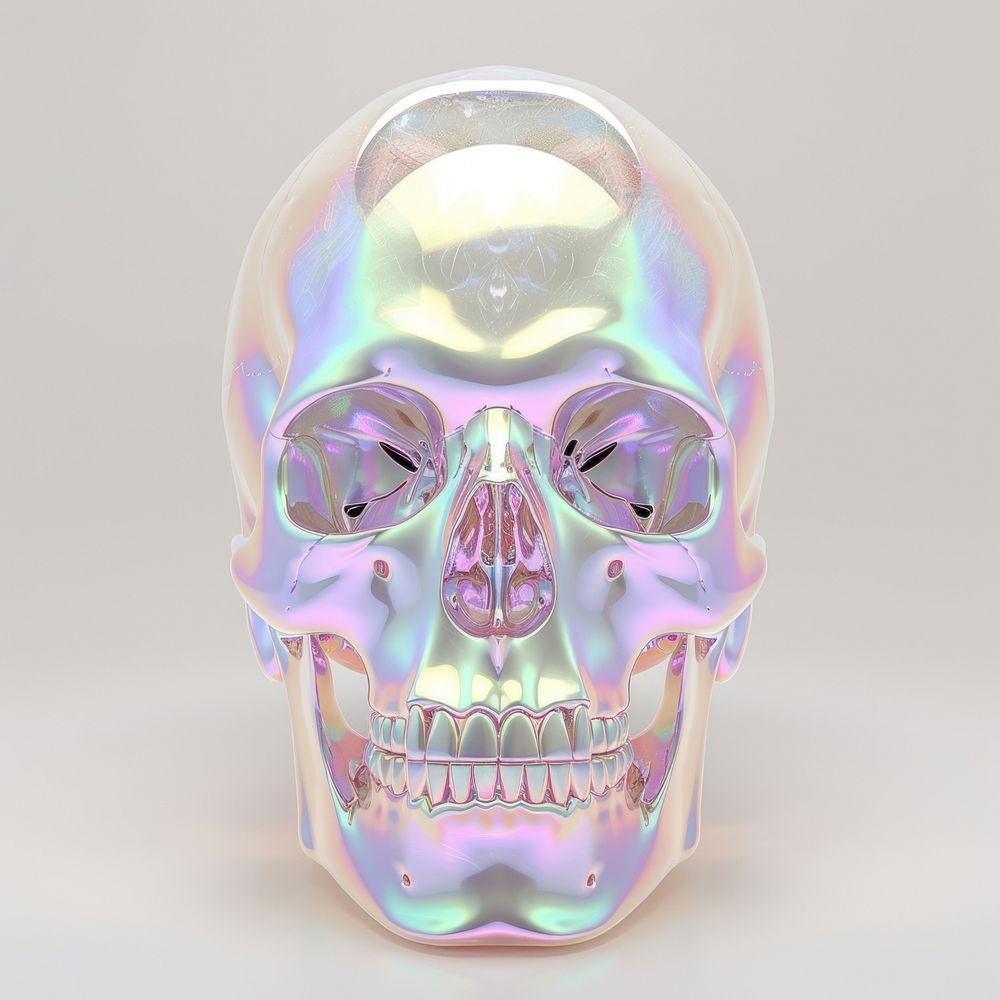 Iridescent skull science anatomy jewelry.