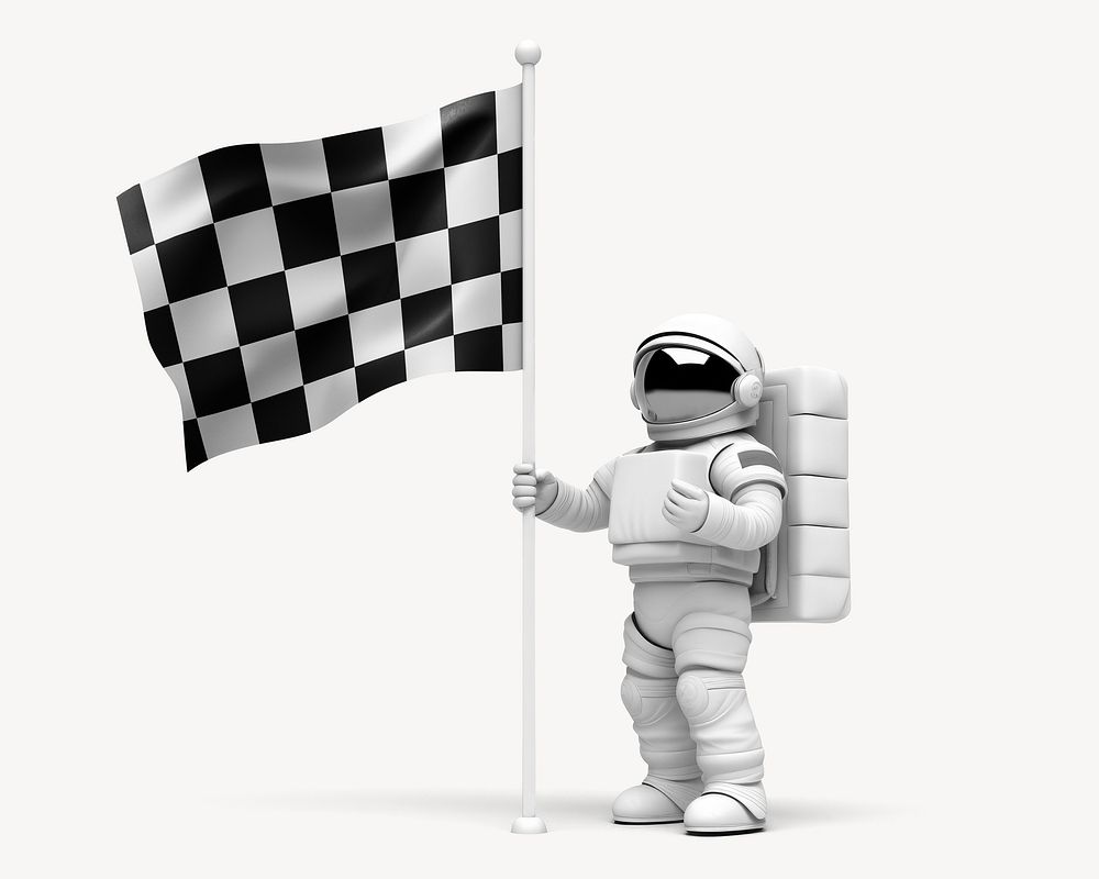 Astronaut with racing flag