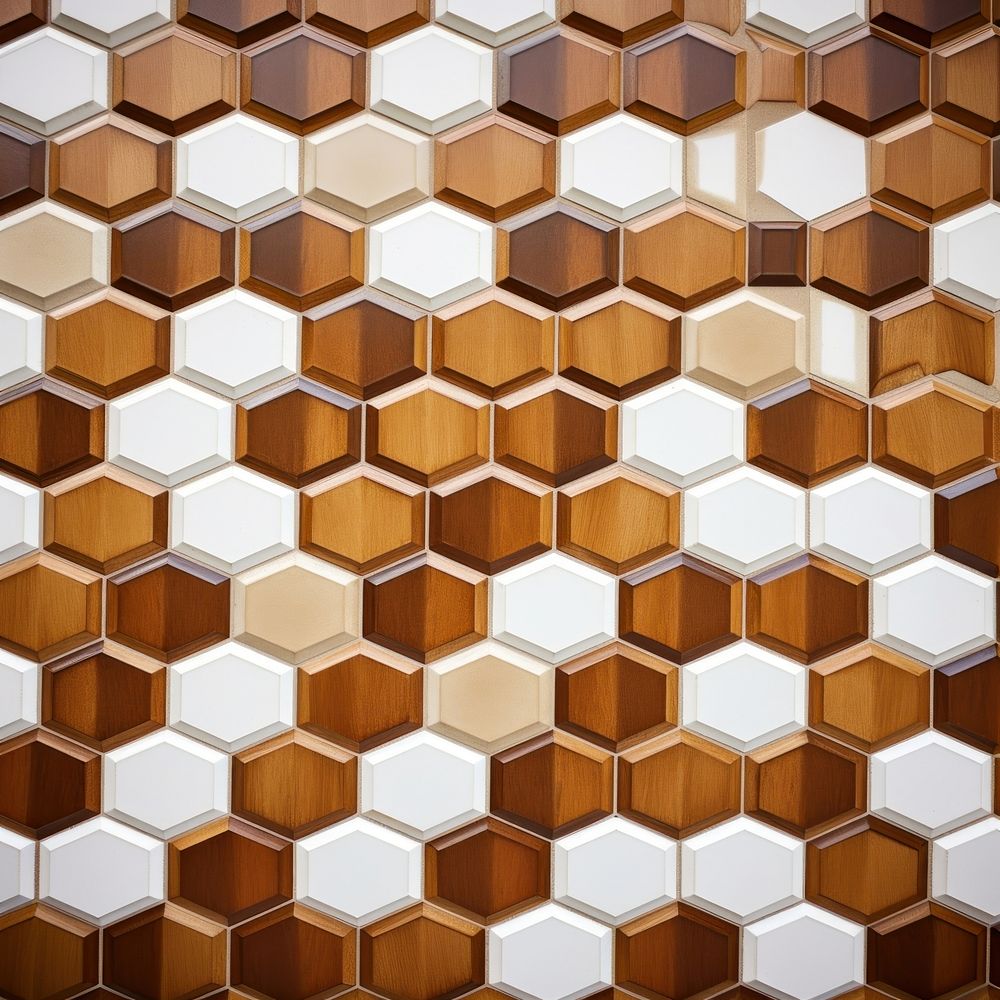 Tiles of brown pattern backgrounds honeycomb flooring.