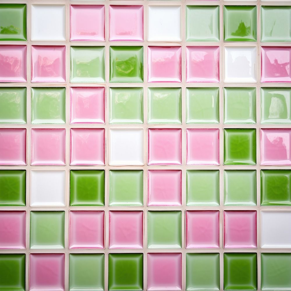 Tiles of green pink pattern backgrounds art repetition.