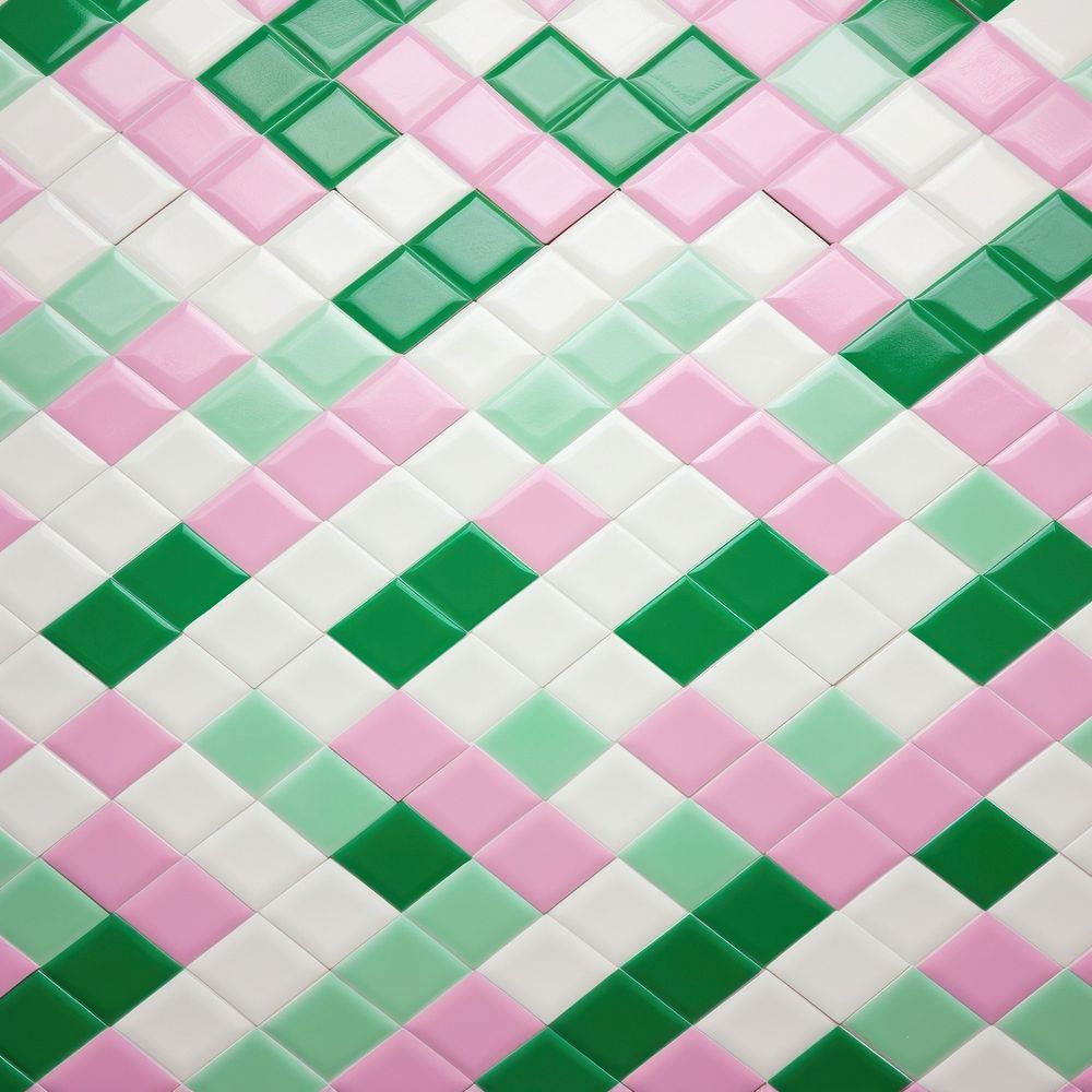 Tiles of green pink pattern backgrounds art repetition.