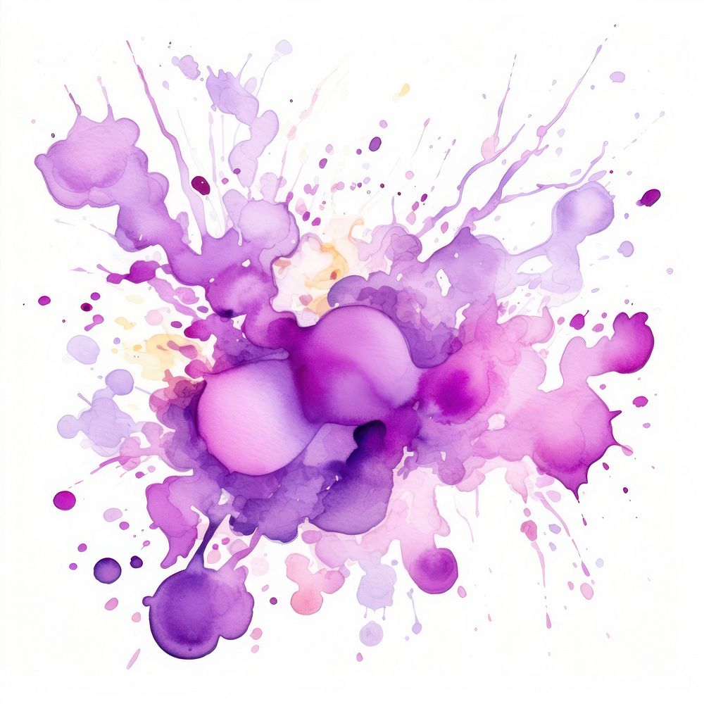 Watercolor splash purple painting art.