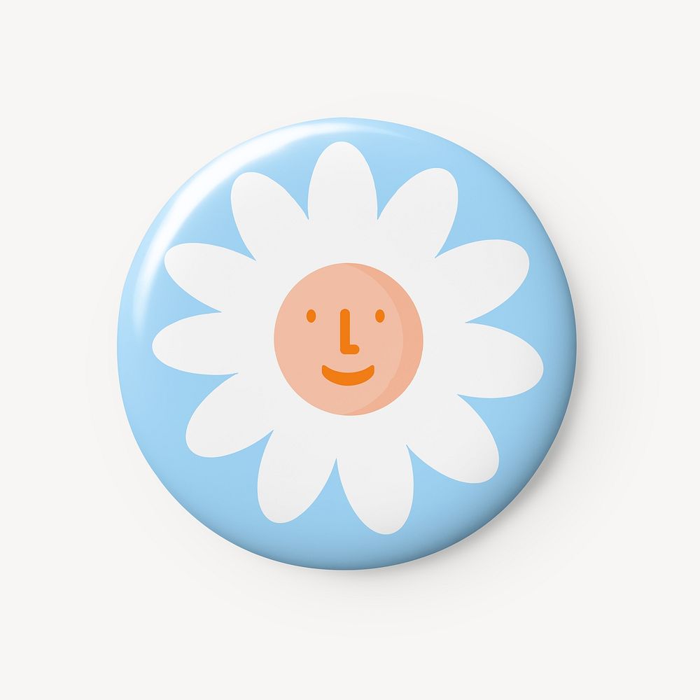 Blue floral pin badge mockup psd