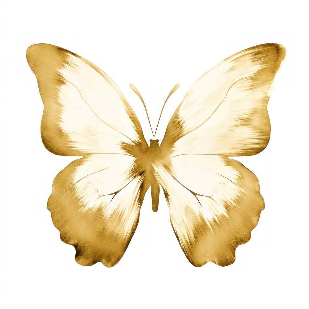 Butterfly gold animal insect white.