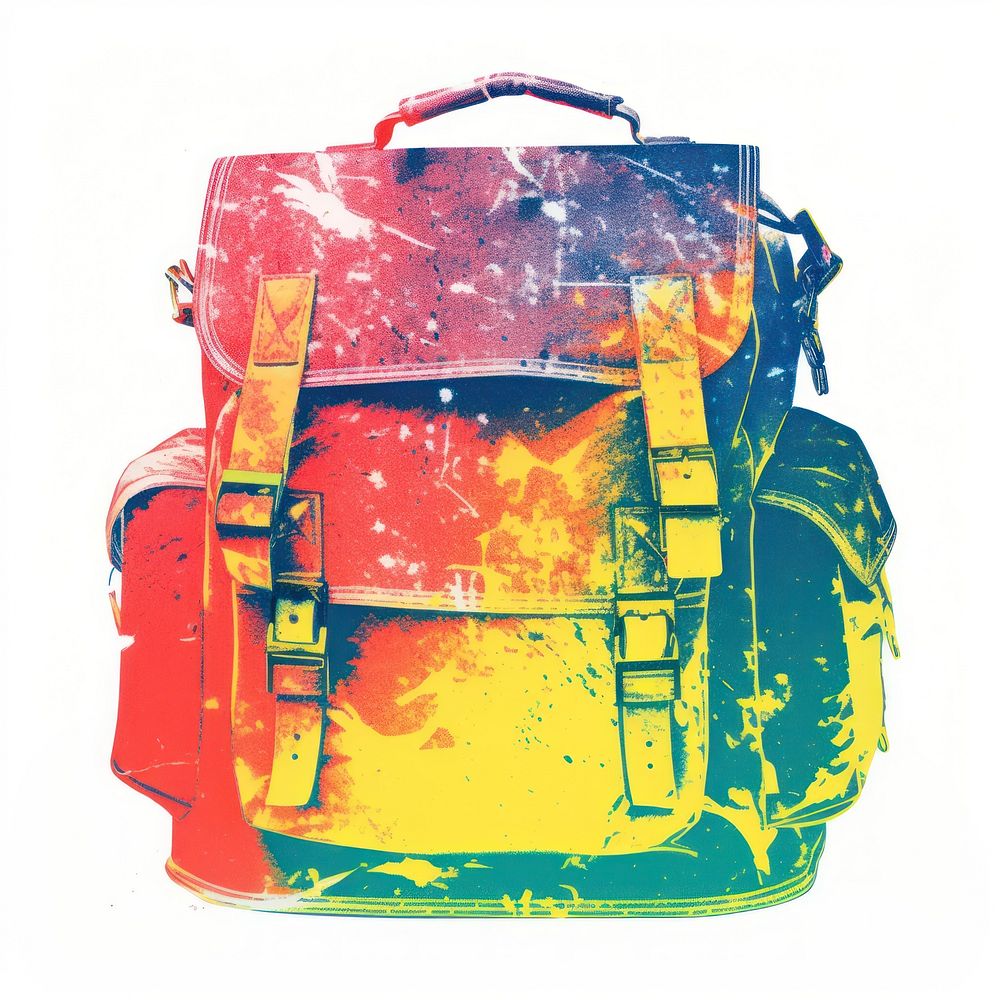School bag in Risograph backpack handbag white background.