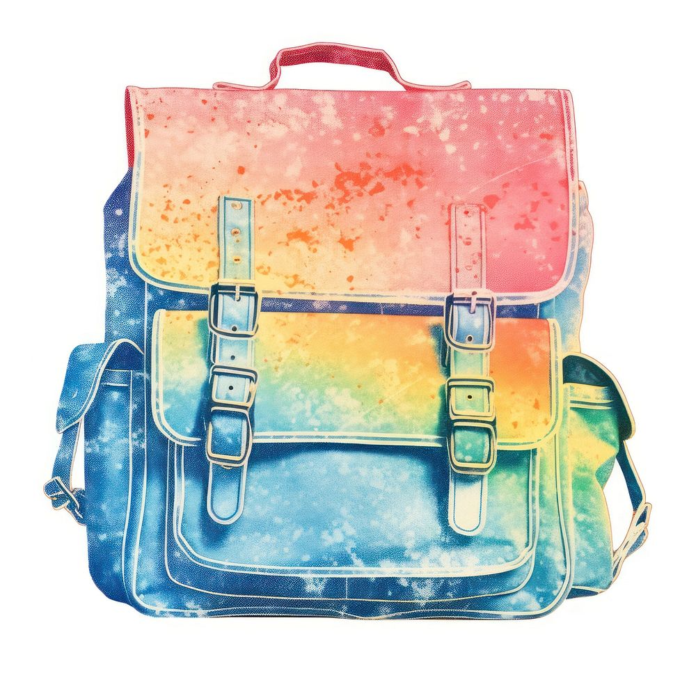 School bag in Risograph backpack handbag white background.