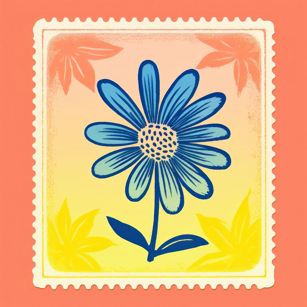 Flower with Risograph style plant inflorescence creativity.