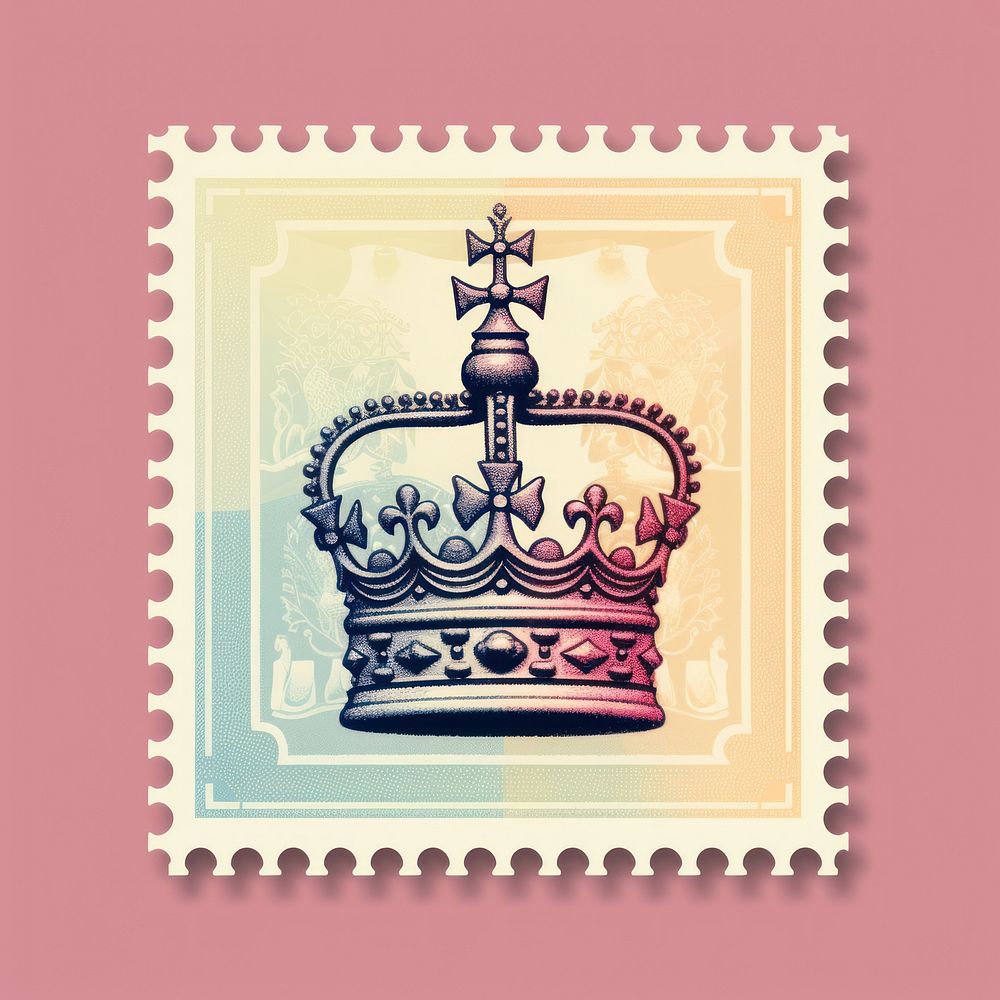 Crown with Risograph style postage stamp accessories accessory.
