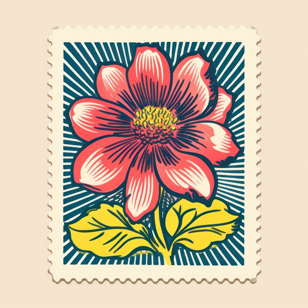 Flower with Risograph style pattern petal plant.