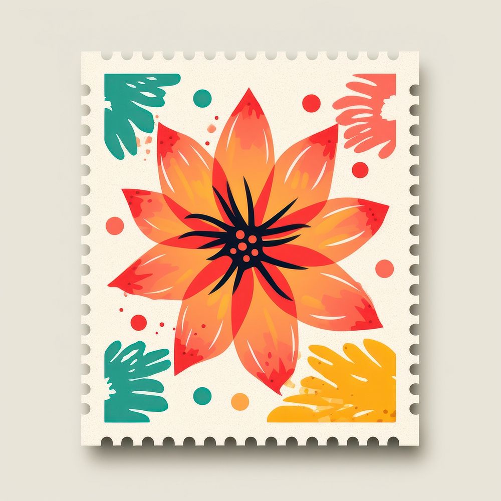 Flower with Risograph style pattern paper plant.
