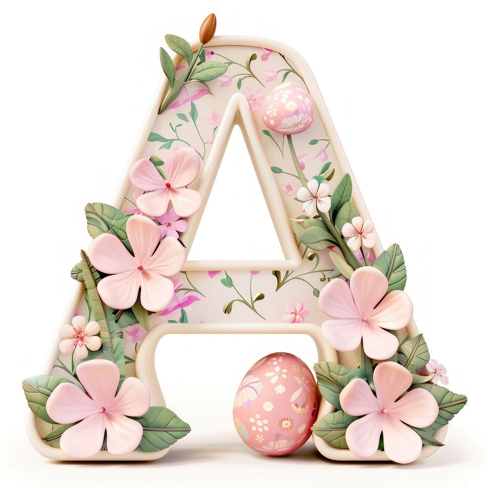 Easter letter A alphabet art egg.