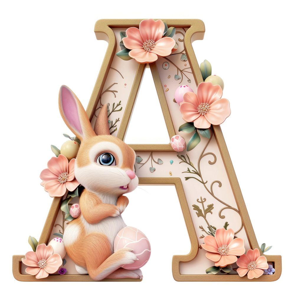 Easter letter A easter cute white background.