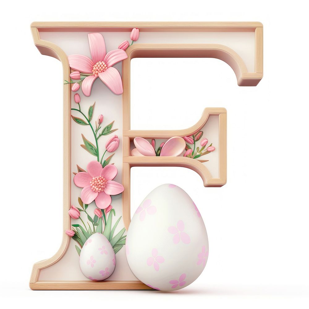 Easter letter F egg easter text.