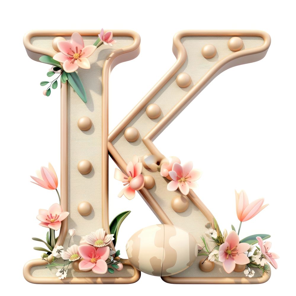 Easter letter K alphabet plant text.
