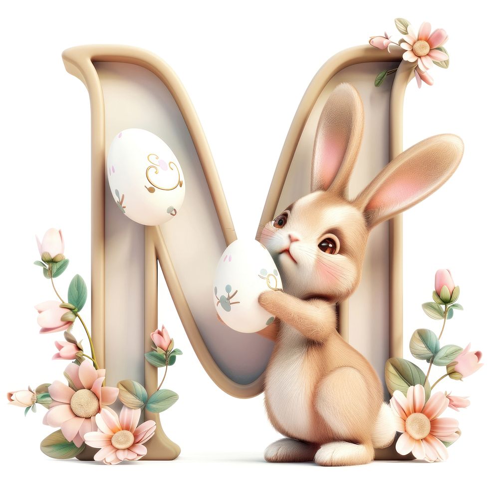 Easter letter M mammal easter rabbit.