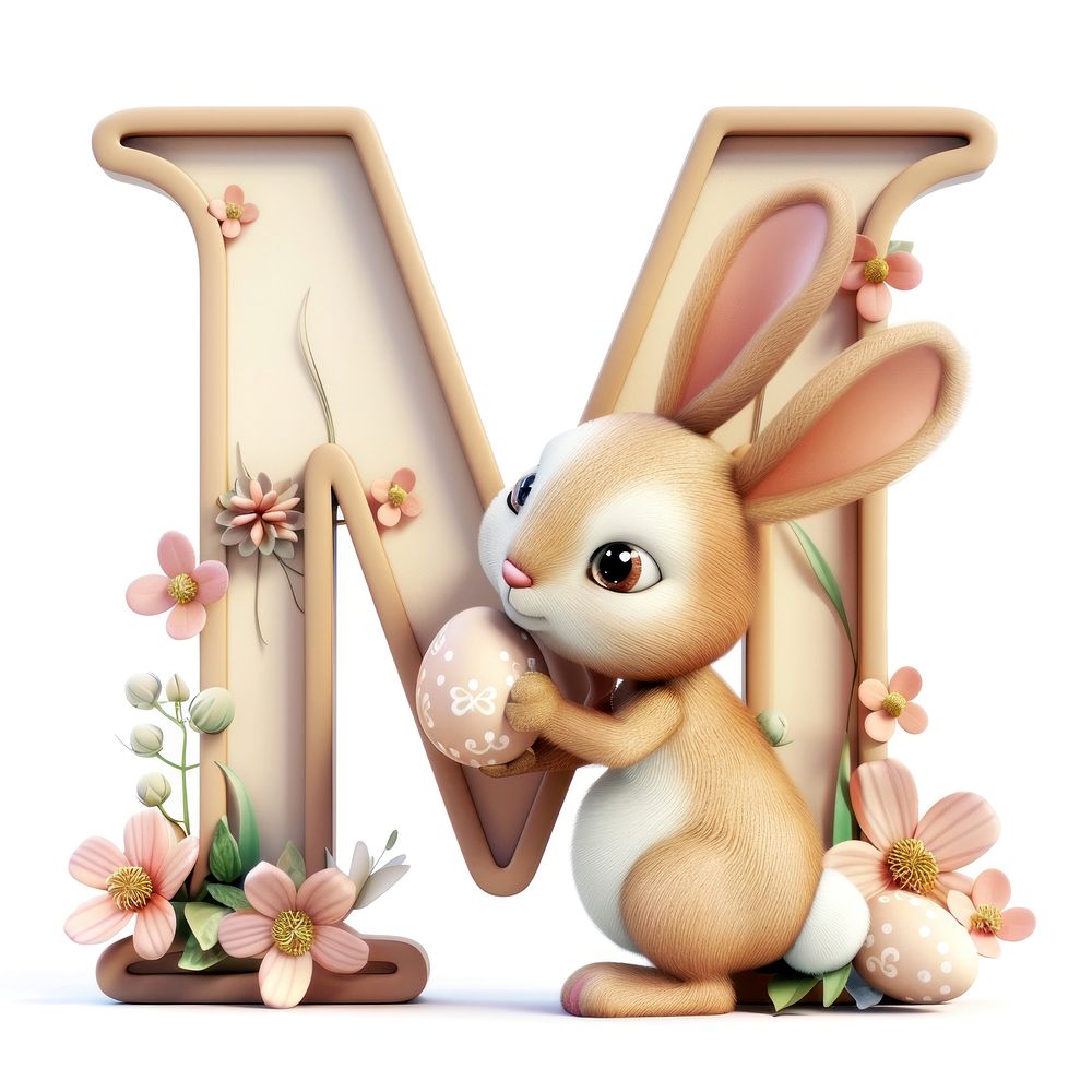 Easter letter M mammal easter cute.