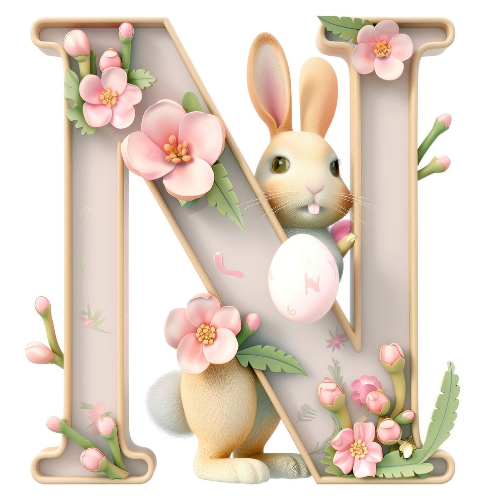 Easter letter N easter white | Free Photo Illustration - rawpixel