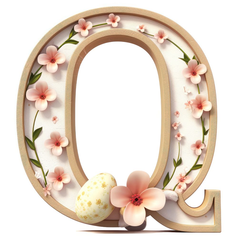 Easter letter Q horseshoe flower nature.