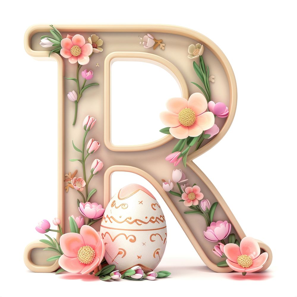 Easter letter R text egg celebration.
