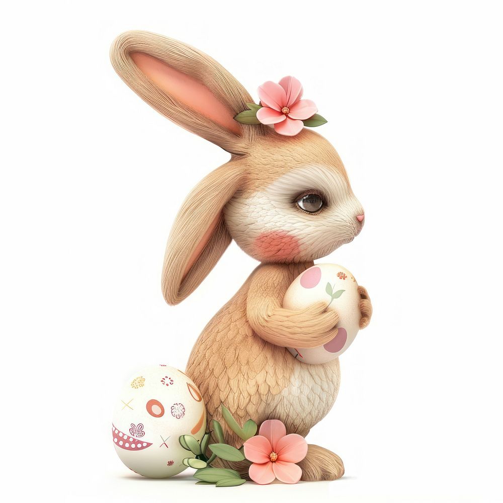 3D Easter rabbit figurine animal mammal.