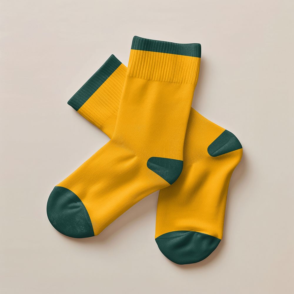 Yellow & green socks mockup psd