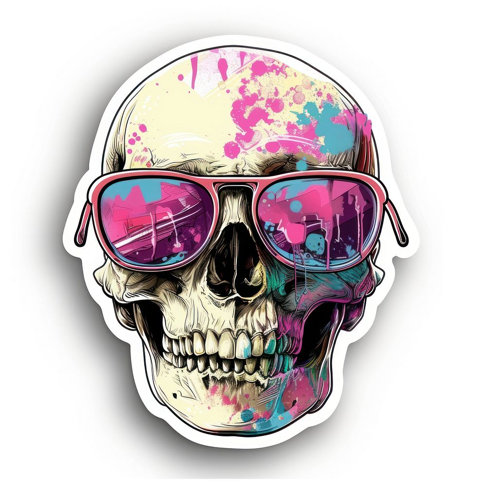 Future sticker skull sunglasses purple art.