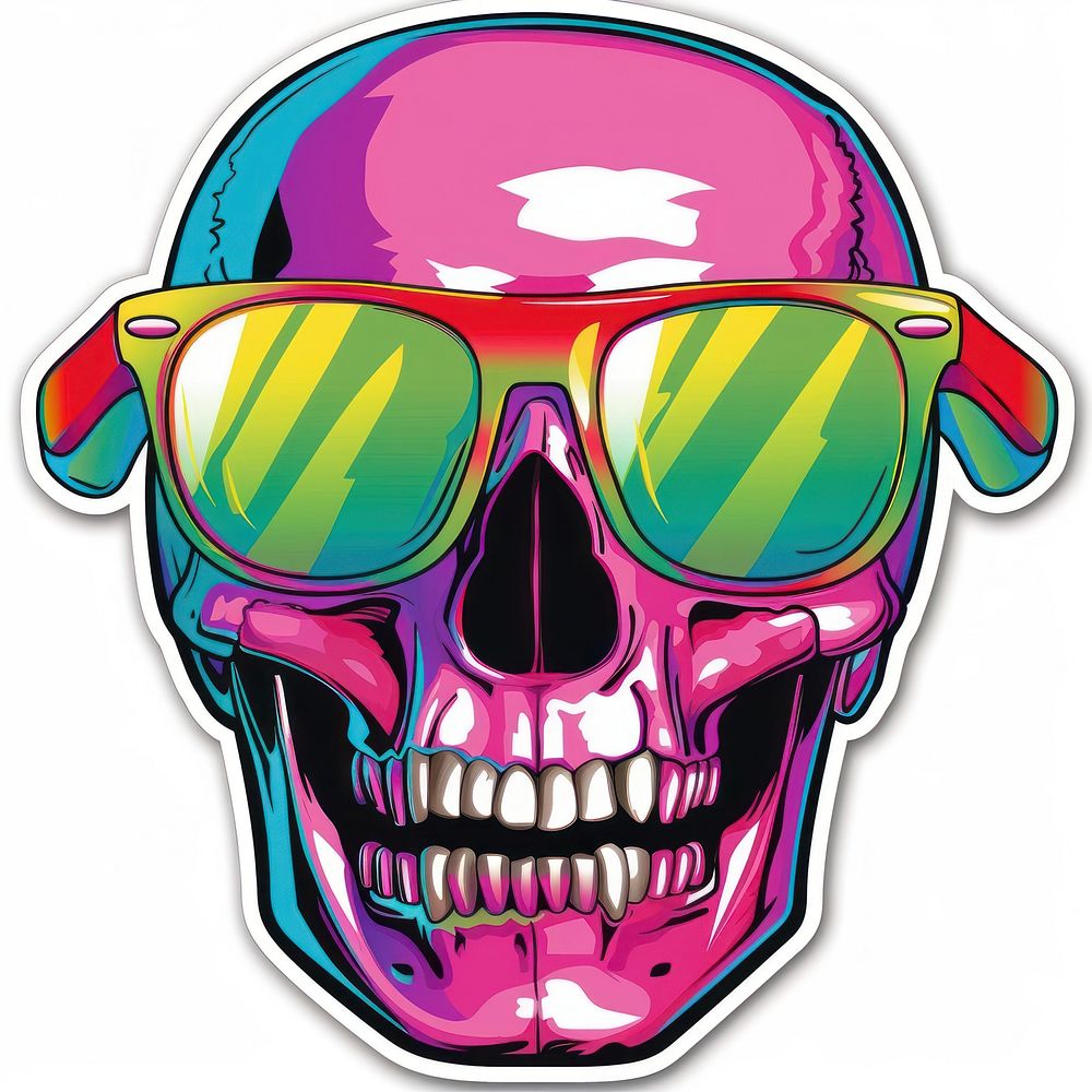 Funny color sticker skull sunglasses creativity disguise.