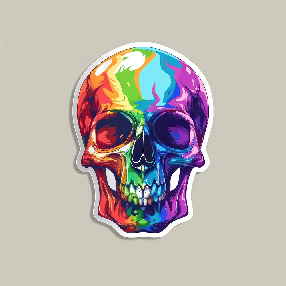 Funny color sticker skull art anthropology creativity.