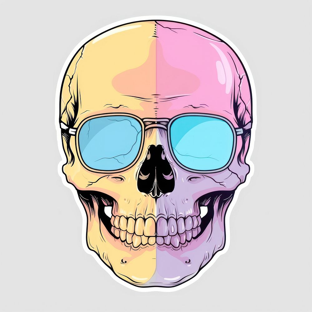 Funny color sticker skull sketch anthropology accessories.