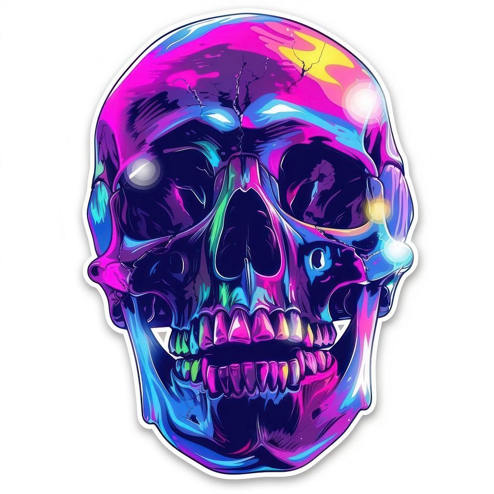 Funny color sticker skull purple representation anthropology.