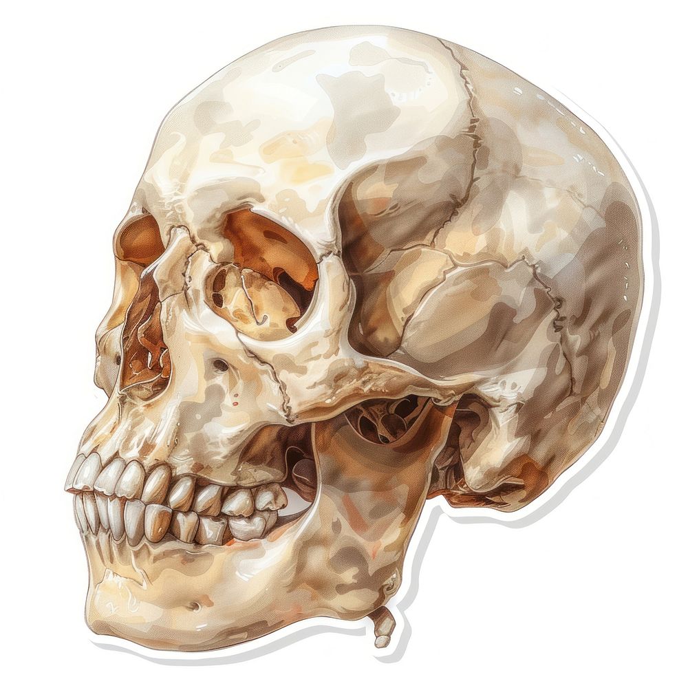 Funny sticker skull anthropology anatomy sketch.