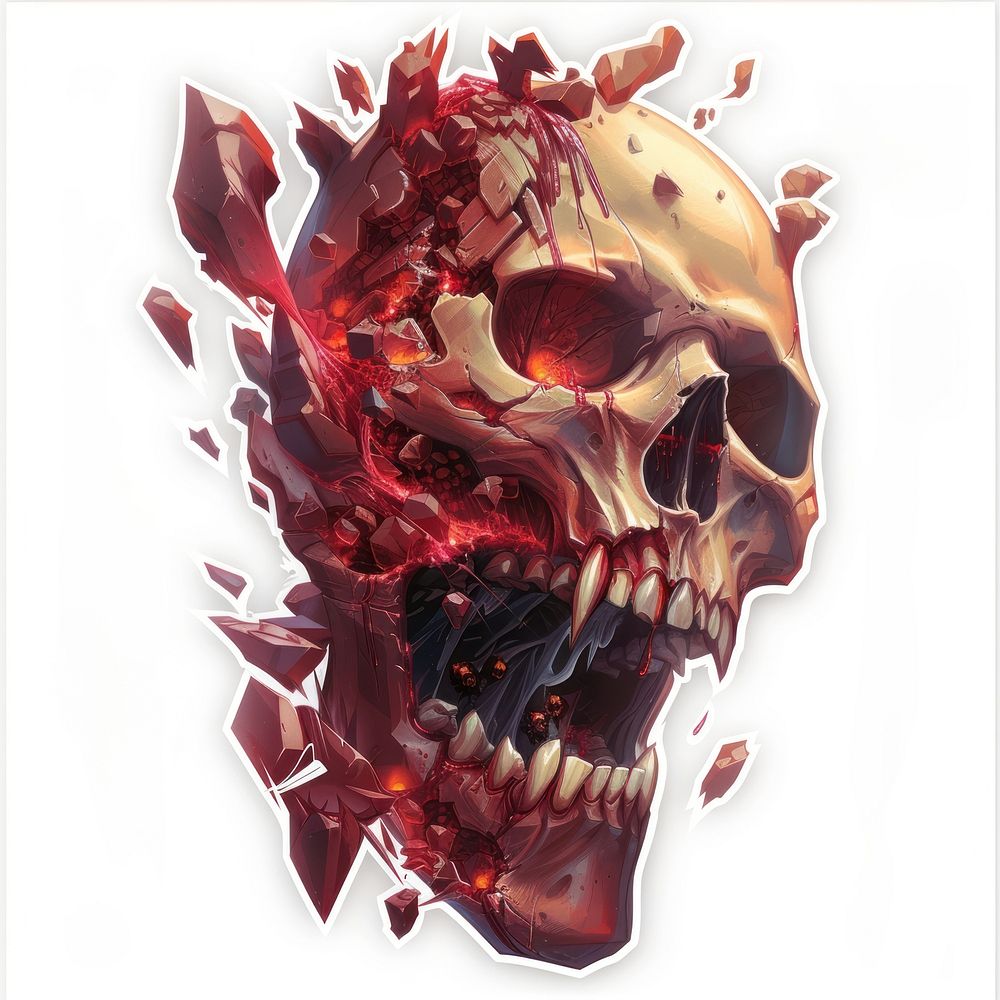Horror sticker skull accessories pomegranate aggression.