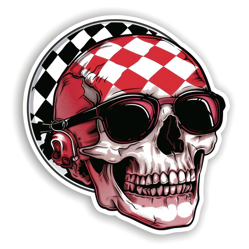 Racing sticker skull clothing cartoon apparel.