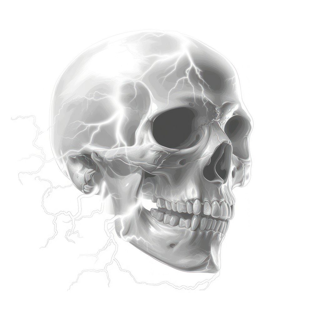 Thunder sticker skull drawing sketch radiography.