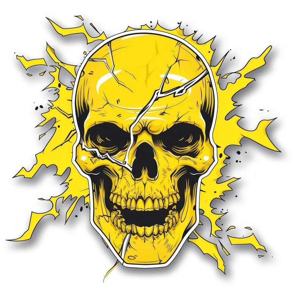 Thunder sticker skull creativity cartoon drawing.