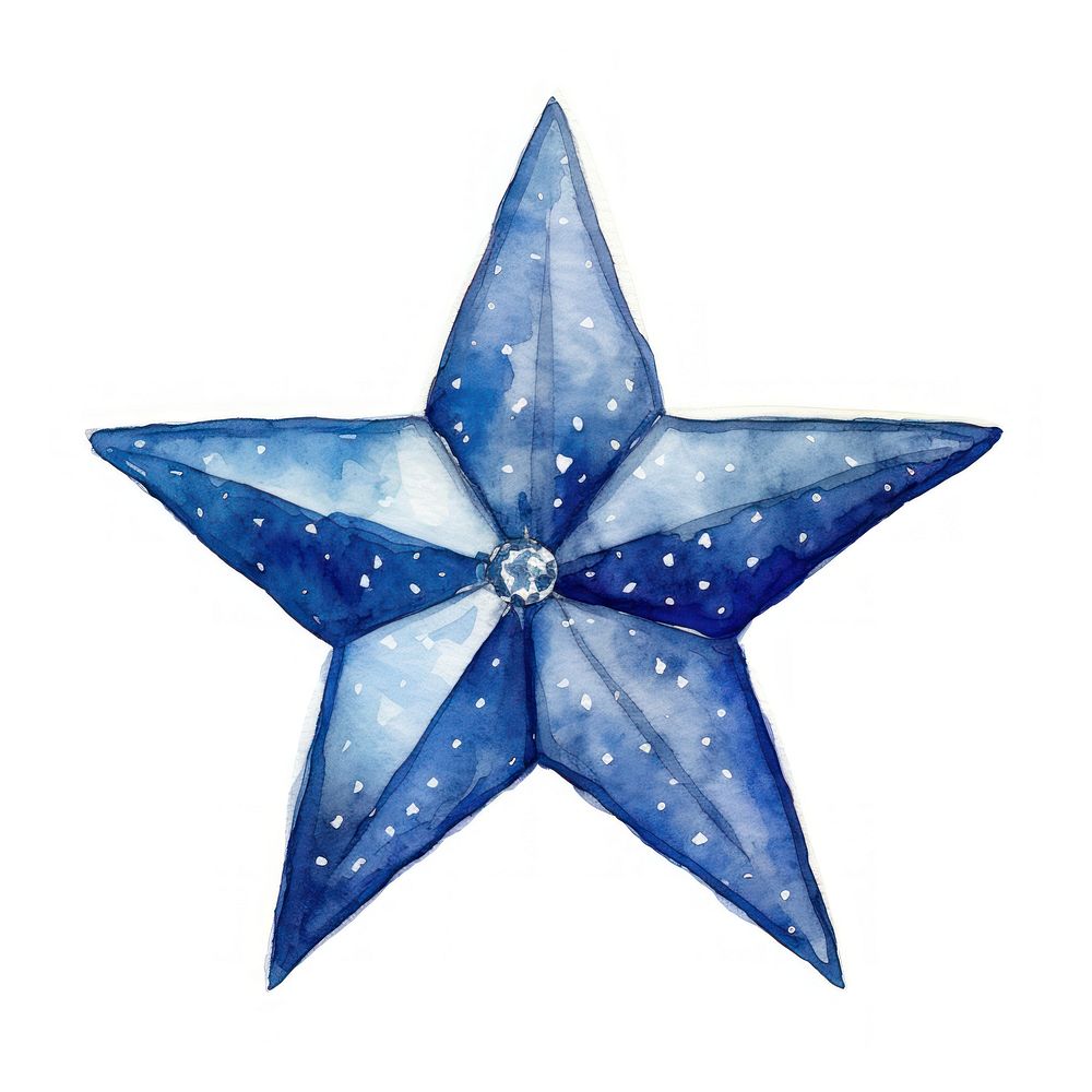 Blue star symbol white background decoration.