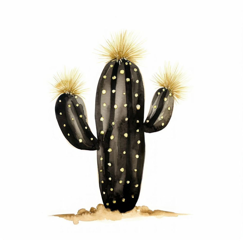 Black color cactus plant white background outdoors.
