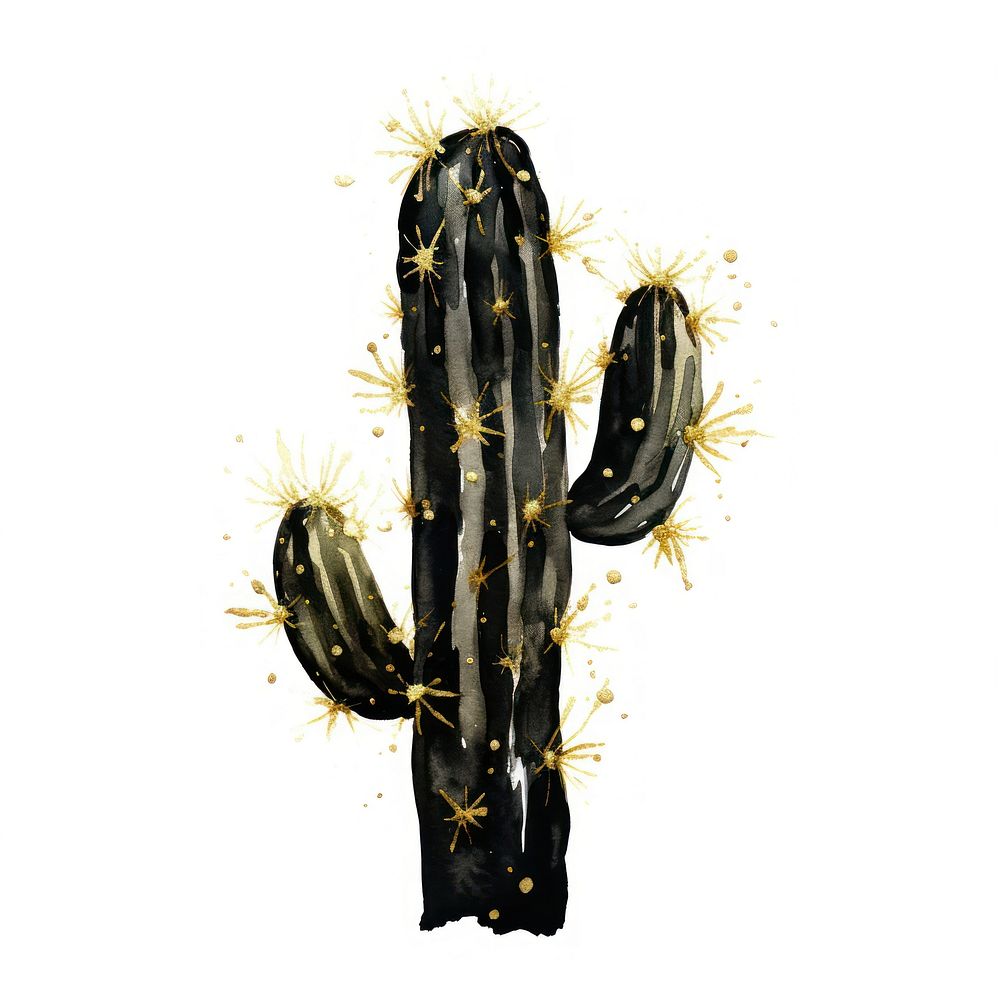 Black color cactus plant white background celebration.