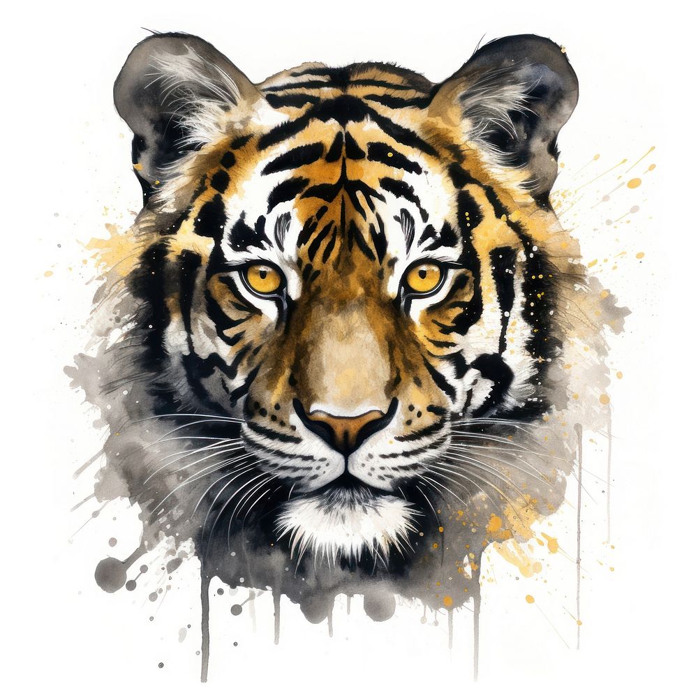 Black color cute tiger wildlife painting animal.