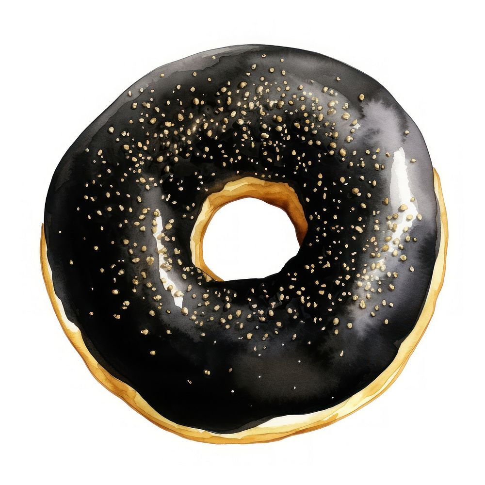 Black color donut bagel food white background.