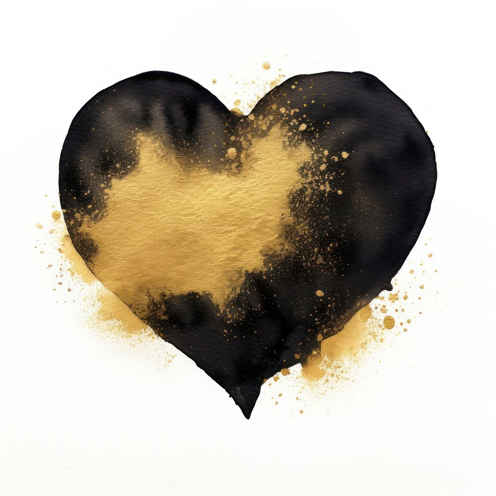 Black color heart white background circle yellow.