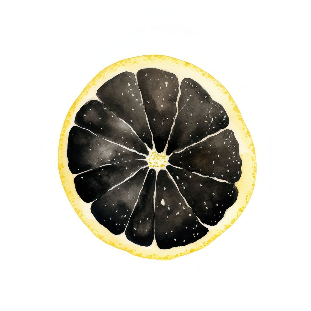 Black color lemon fruit food white background.