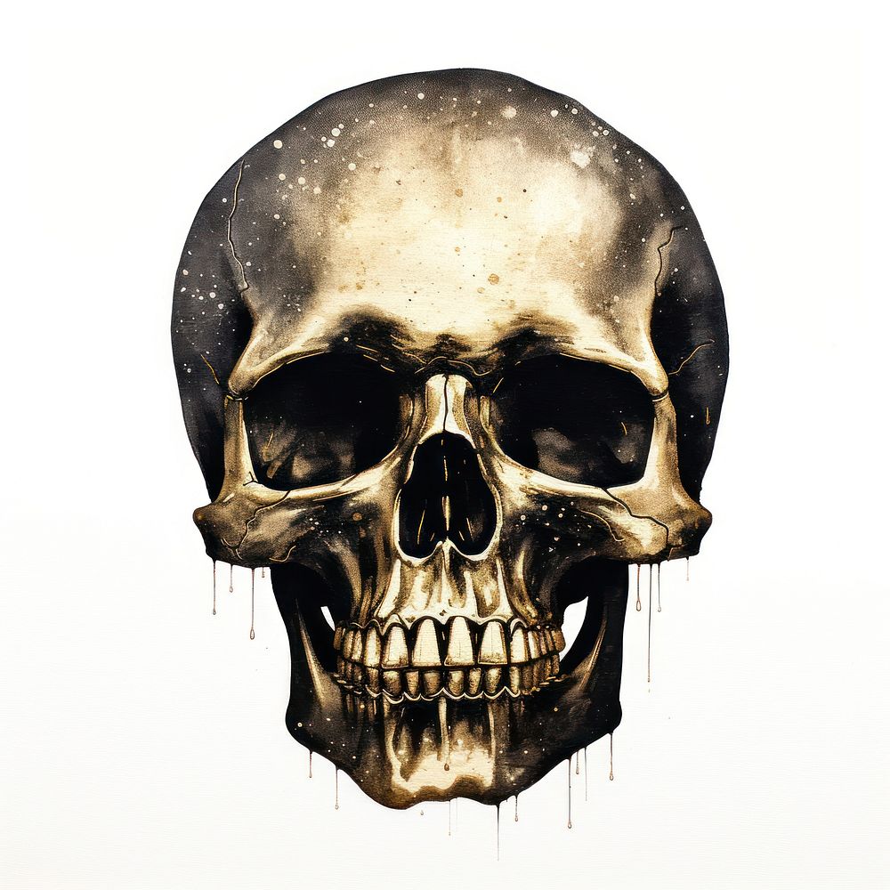 Black color skull drawing spooky horror.