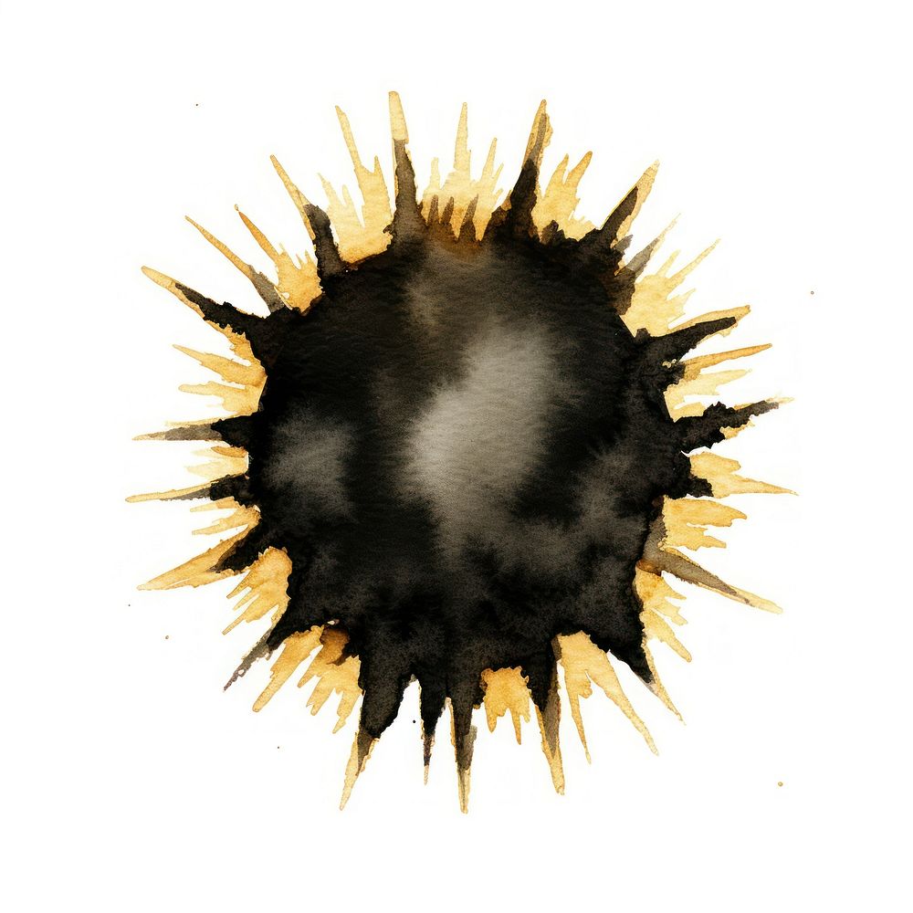 Black color sun ink white background splattered.