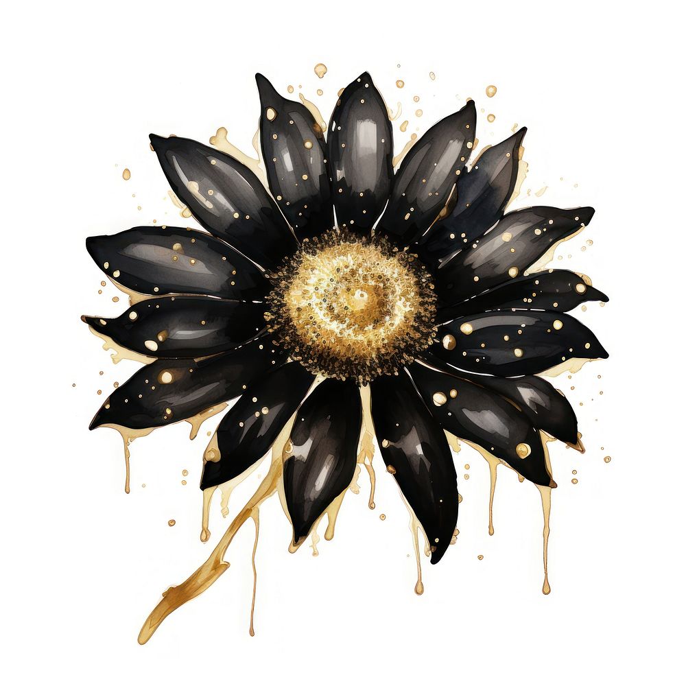 Black color sunflower brooch plant white background.
