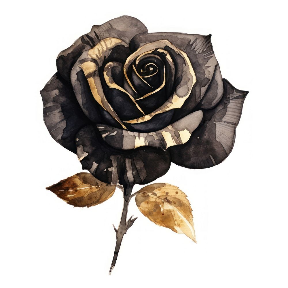 Black color rose flower plant white background.