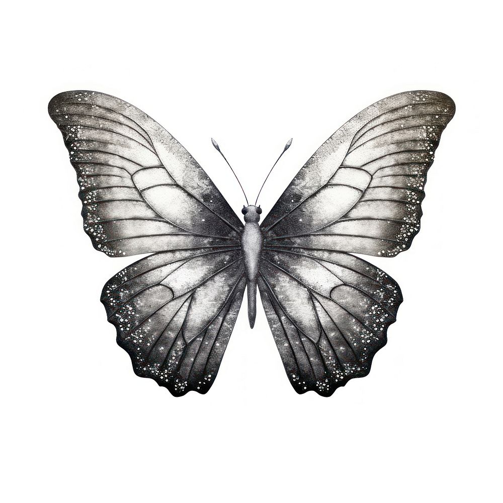 Silver butterfly drawing animal insect.