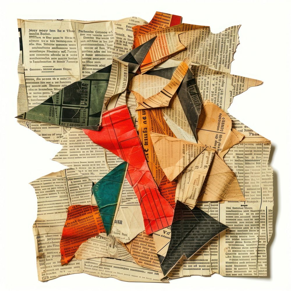 Ephemera paper abstract shape art origami collage.