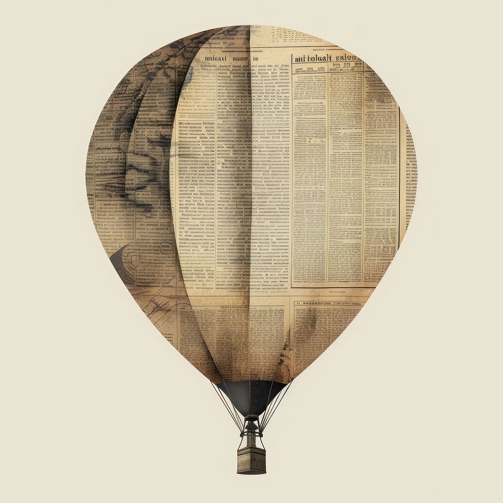 Ephemera paper air balloon aircraft page transportation.